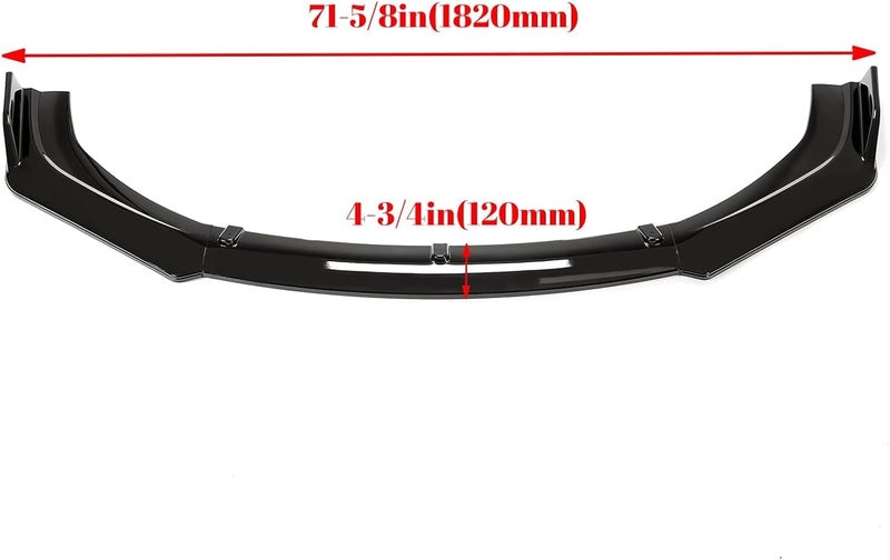 Kojem 3Pcs Front Bumper Lip Compatible with 2016-2021 Honda Civic 10th 4DR Sedan Under Chin Spoiler Plastic (Gloss Black) - Image 2